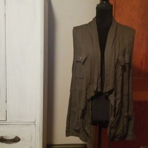 Ashley Plus Size Nwot Khaki vest with Drawstring